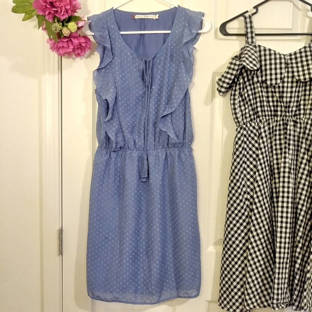 Chelsea & violet blue textured ruffle dress